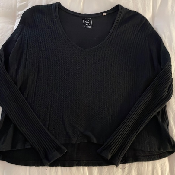 3 for $30 - Pacsun Me to We Black Long Sleeve Waffle Top - Picture 1 of 4